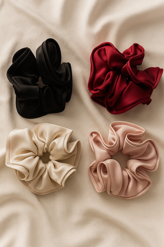 Satin Luxe Scrunchie Set — Pack of 4 Essentials